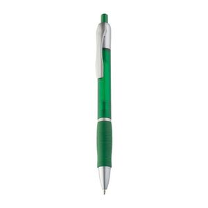 Frosted plastic ball pen with grooved rubber grip