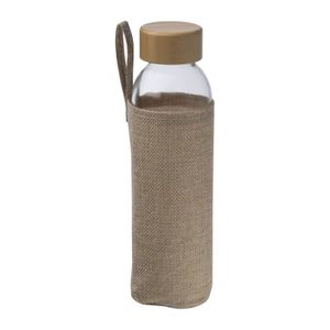 Glass bottle with bamboo lid and Jute cover