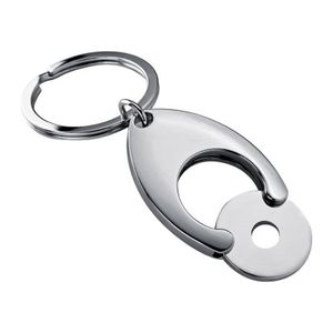 Metal keyring with shopping chip