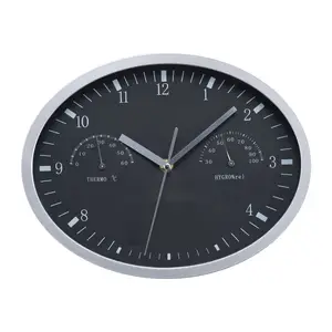 Wall clock with hygrometer, thermometer and click 