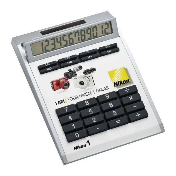 Own-design desk calculator with insert without hol