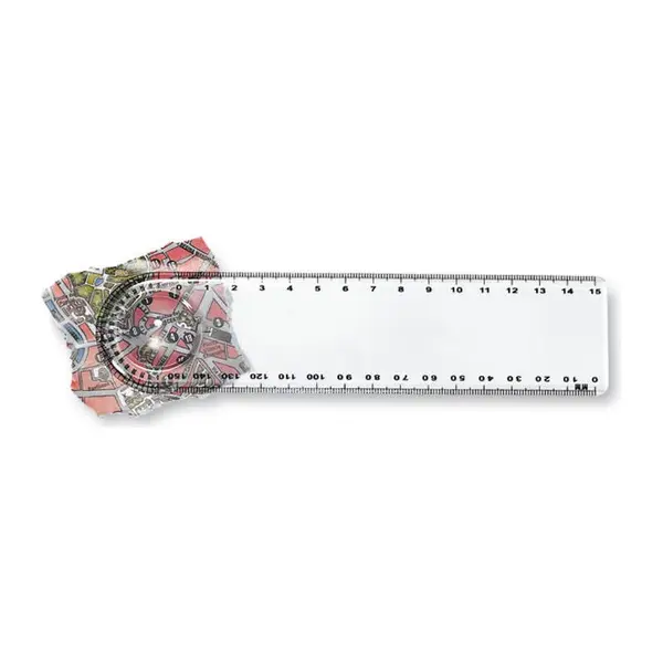 Ruler With Magnifying Glass And Protractor (15 Cm)